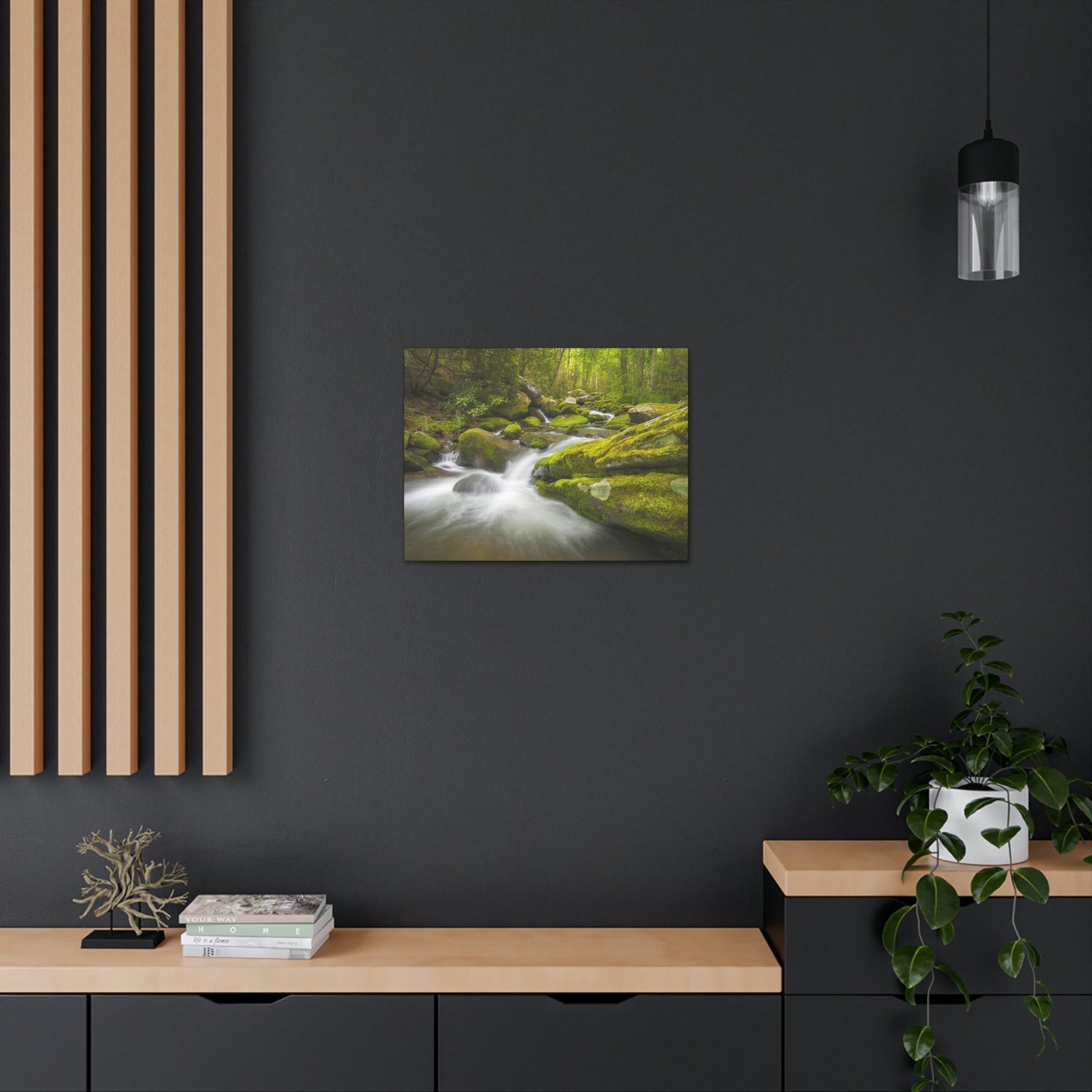 Canvas Gallery Wraps - Roaring Fork River waterfalls - the top of the world here - in Smoky Mountain National Park in Summer in Mountain National Park (SMNP) USA - Green Forest Home