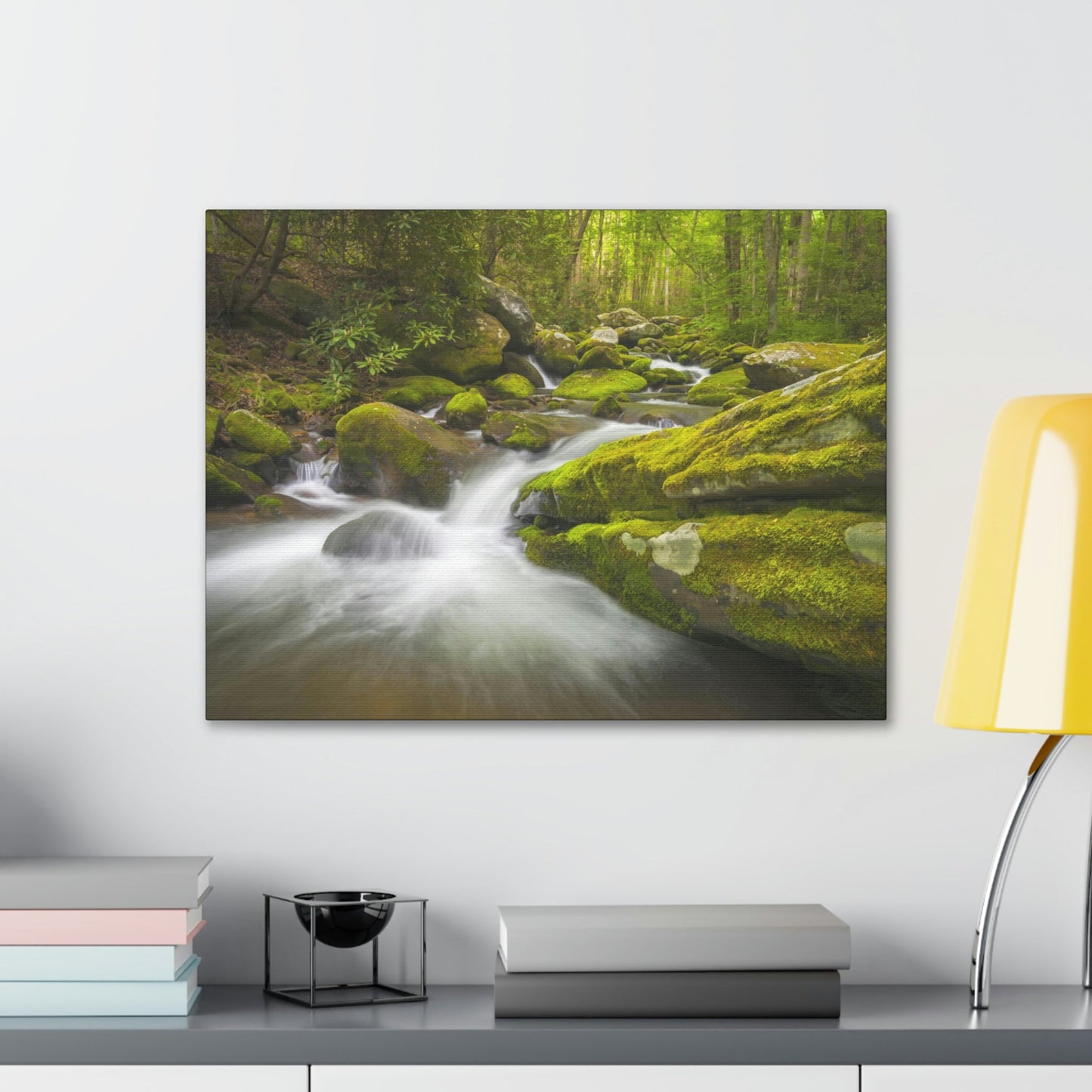 Canvas Gallery Wraps - Roaring Fork River waterfalls - the top of the world here - in Smoky Mountain National Park in Summer in Mountain National Park (SMNP) USA - Green Forest Home
