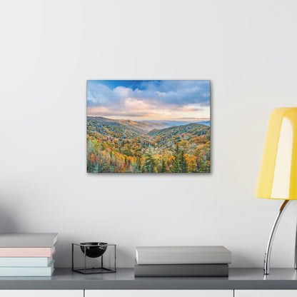 Canvas Gallery Wraps - The Glorious autumn landscape at Newfound Gap in Smoky Mountain National Park in Summer in Mountain National Park (SMNP) USA - Green Forest Home