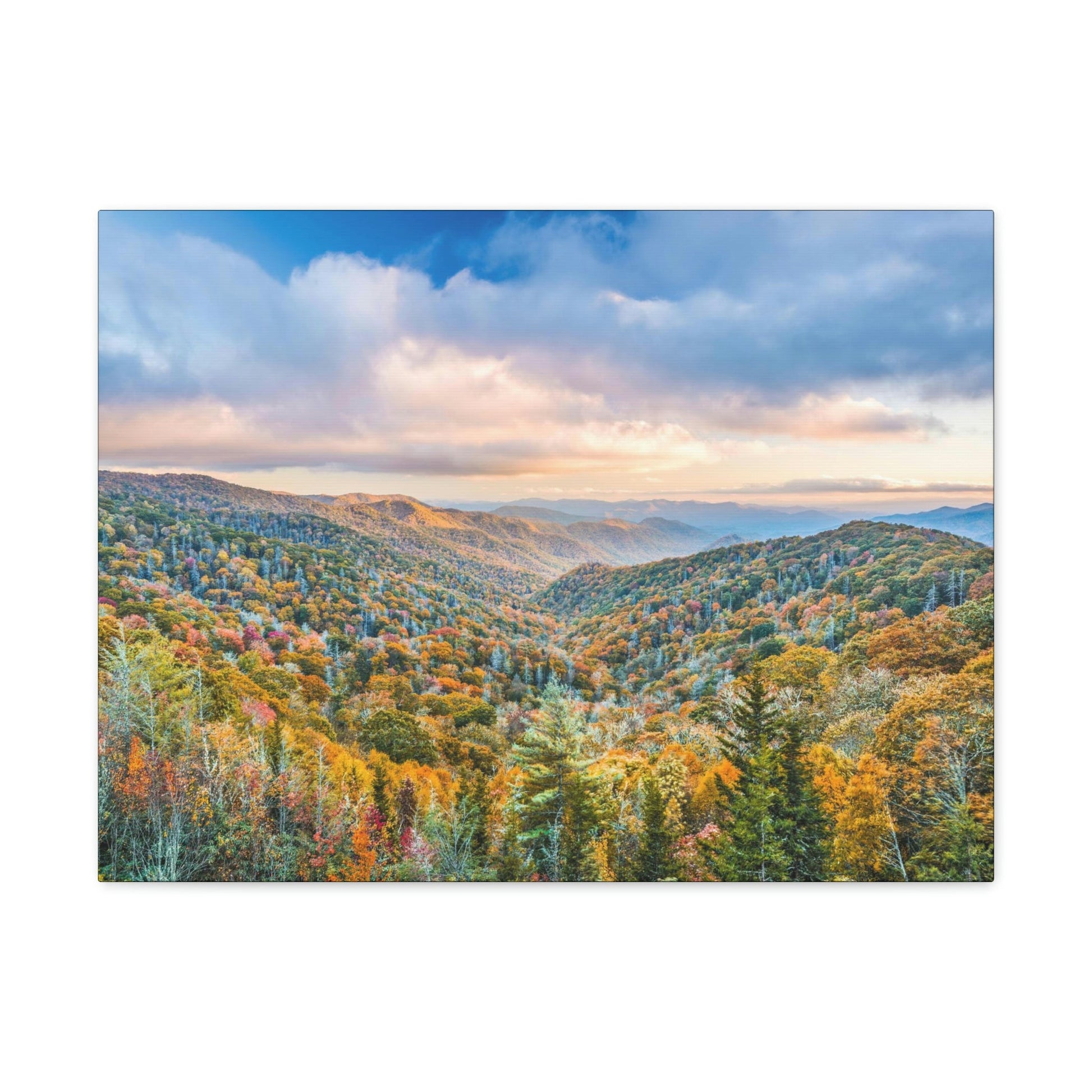 Canvas Gallery Wraps - The Glorious autumn landscape at Newfound Gap in Smoky Mountain National Park in Summer in Mountain National Park (SMNP) USA - Green Forest Home