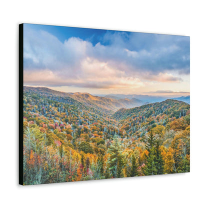 Canvas Gallery Wraps - The Glorious autumn landscape at Newfound Gap in Smoky Mountain National Park in Summer in Mountain National Park (SMNP) USA - Green Forest Home