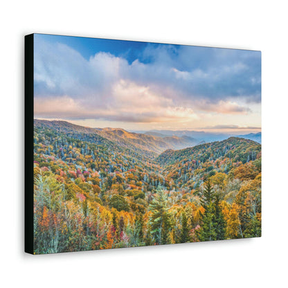 Canvas Gallery Wraps - The Glorious autumn landscape at Newfound Gap in Smoky Mountain National Park in Summer in Mountain National Park (SMNP) USA - Green Forest Home