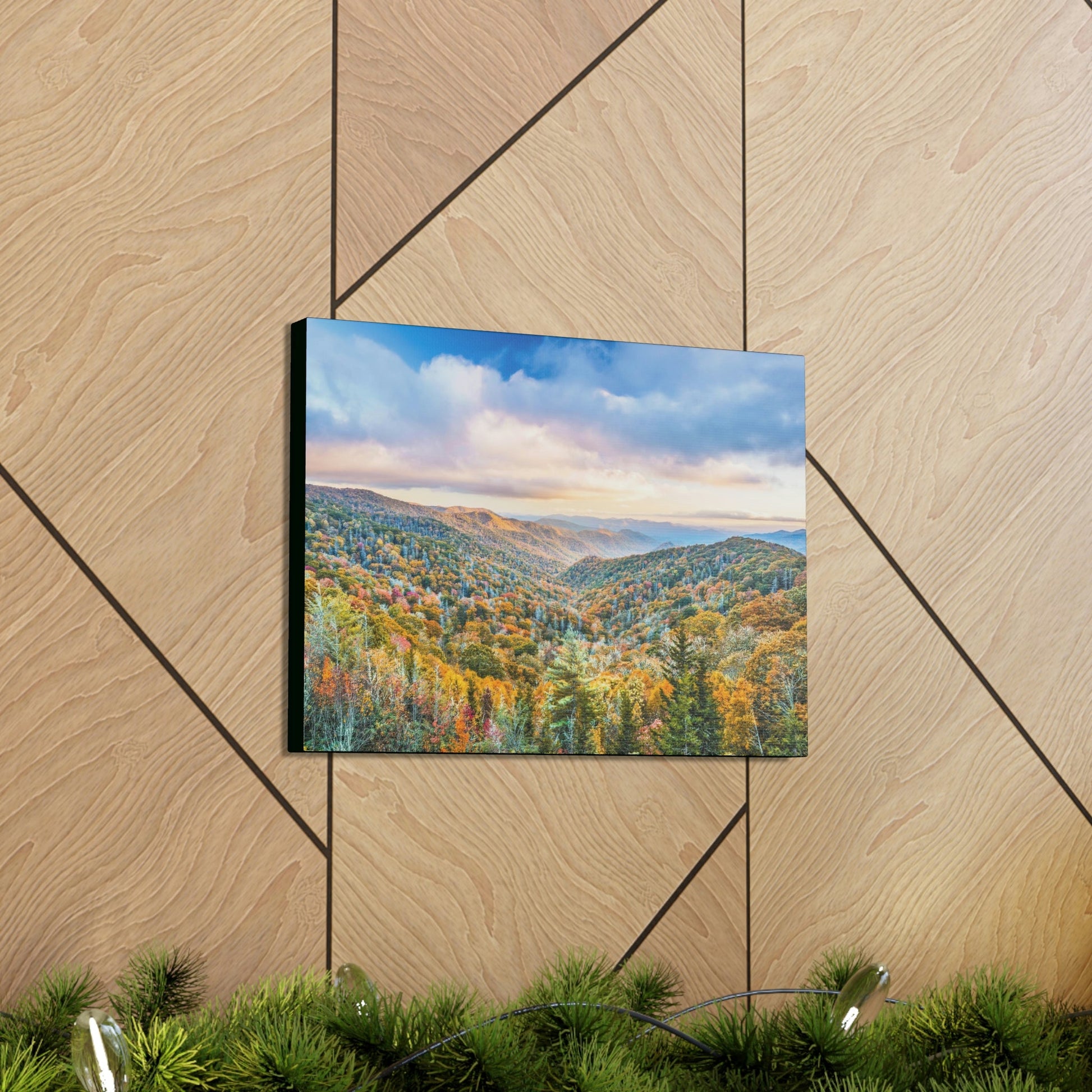 Canvas Gallery Wraps - The Glorious autumn landscape at Newfound Gap in Smoky Mountain National Park in Summer in Mountain National Park (SMNP) USA - Green Forest Home