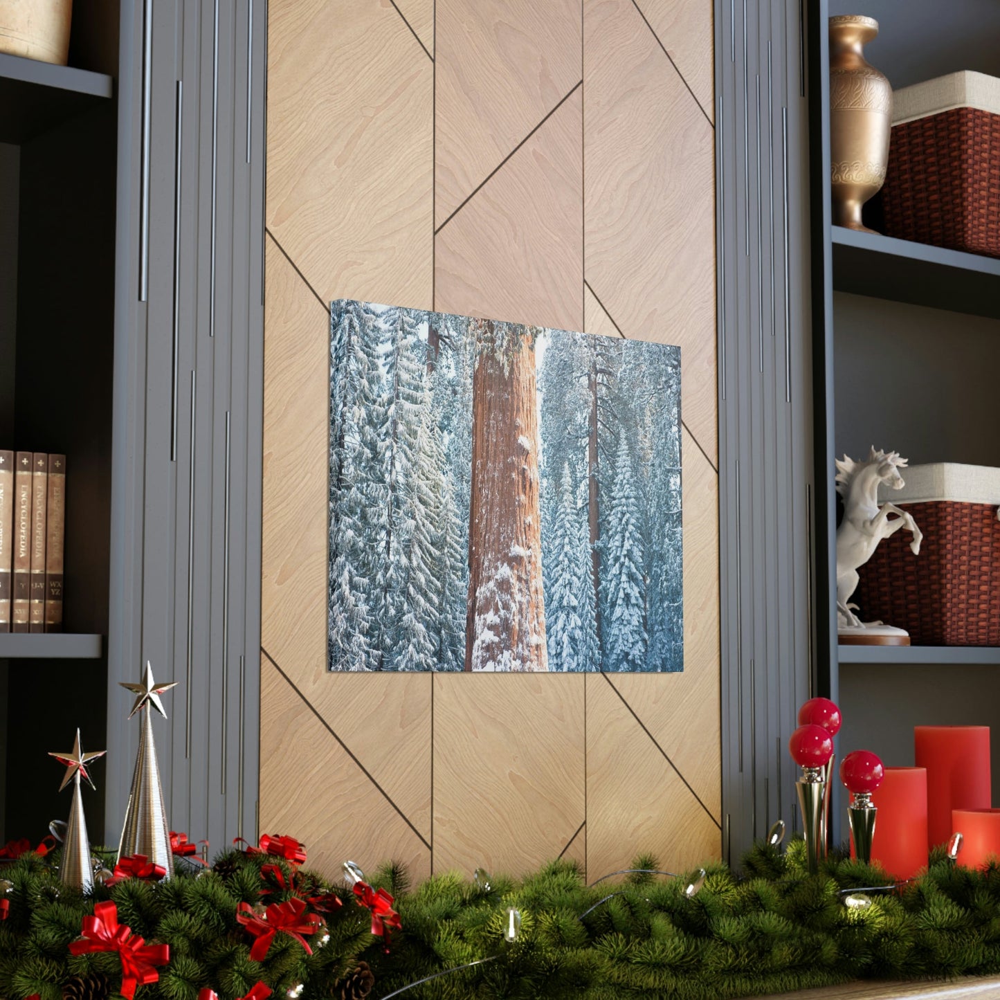 Canvas Gallery Wraps - The US National Parks - Yosemite Park famous Sequoia trees in winter - California - USA NPS - Green Forest Home
