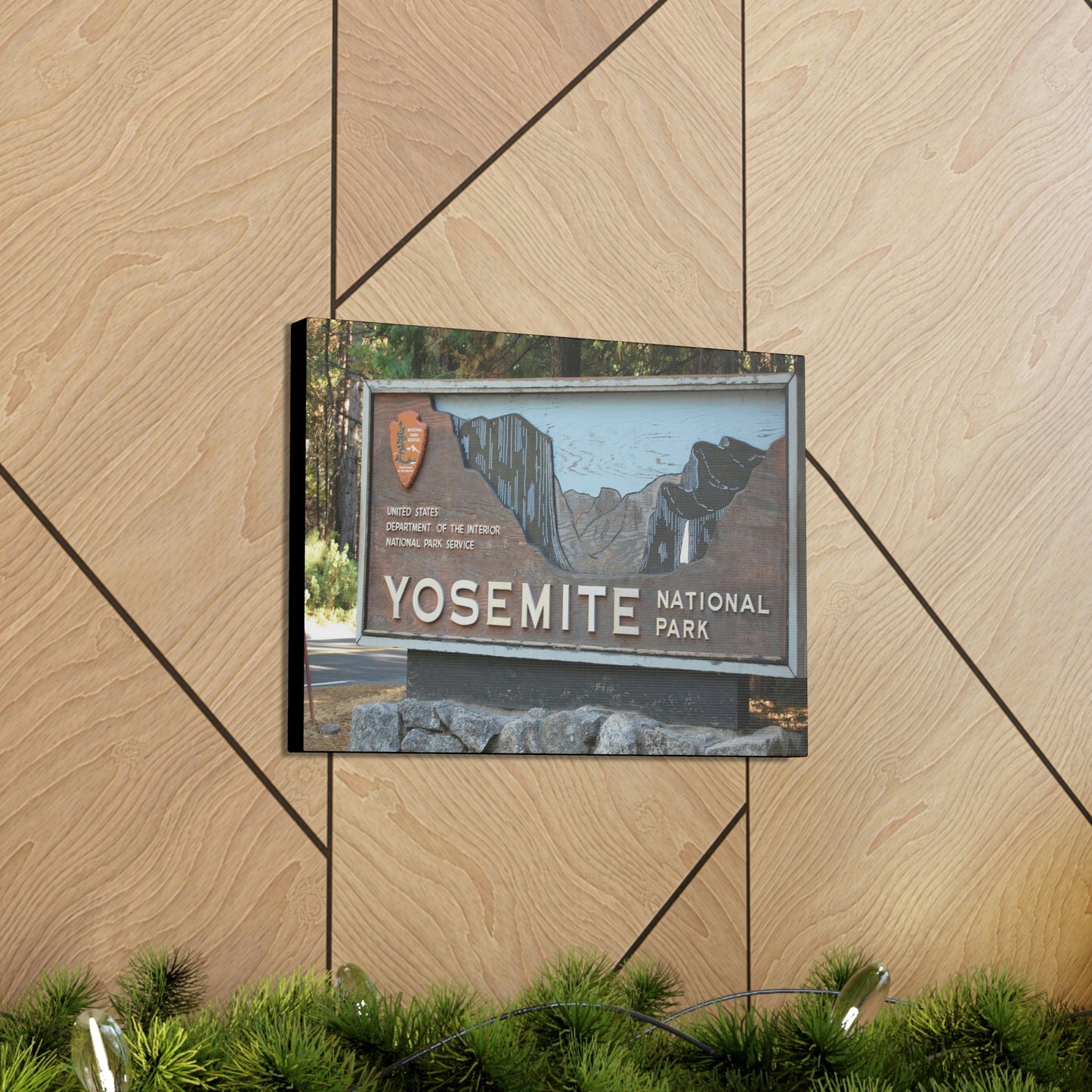 Canvas Gallery Wraps - The US National Parks - Yosemite Park sign - California - USA NPS - Green Forest Home