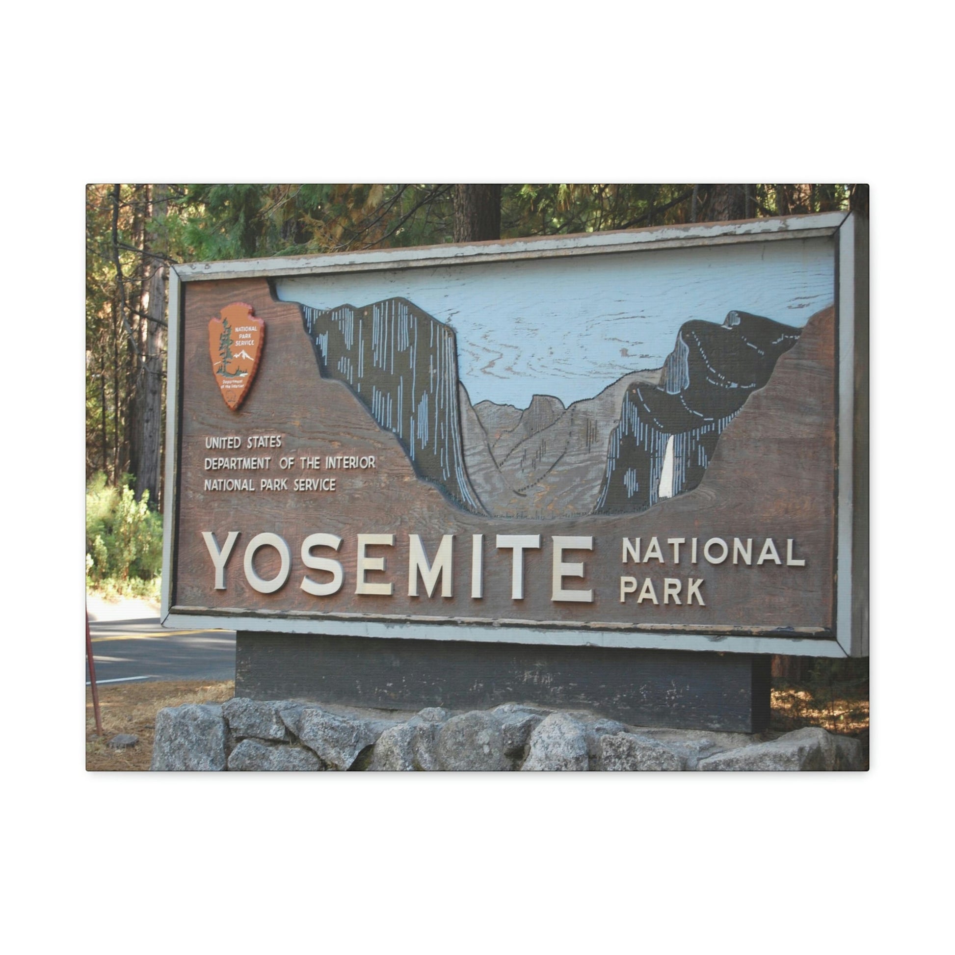 Canvas Gallery Wraps - The US National Parks - Yosemite Park sign - California - USA NPS - Green Forest Home