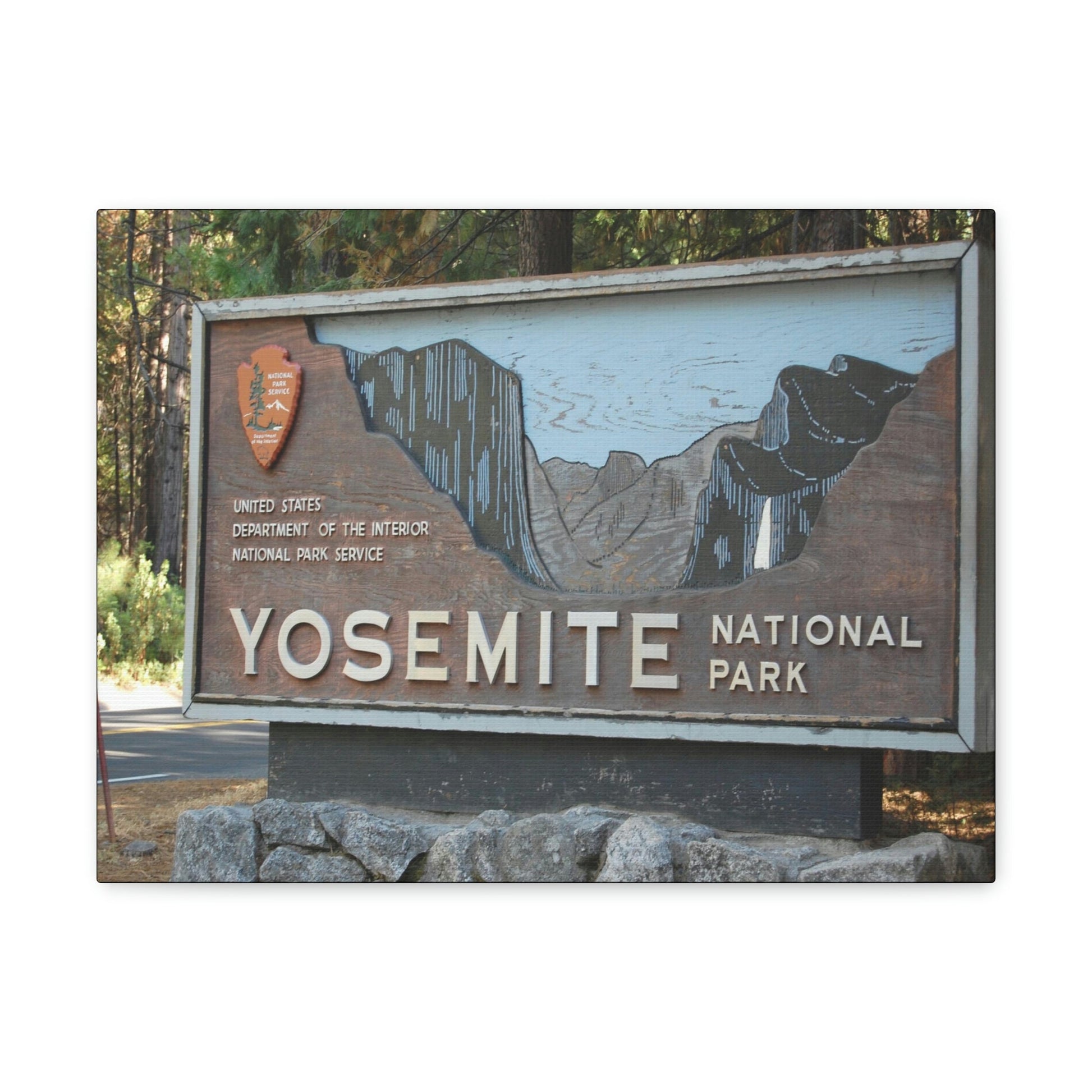 Canvas Gallery Wraps - The US National Parks - Yosemite Park sign - California - USA NPS - Green Forest Home