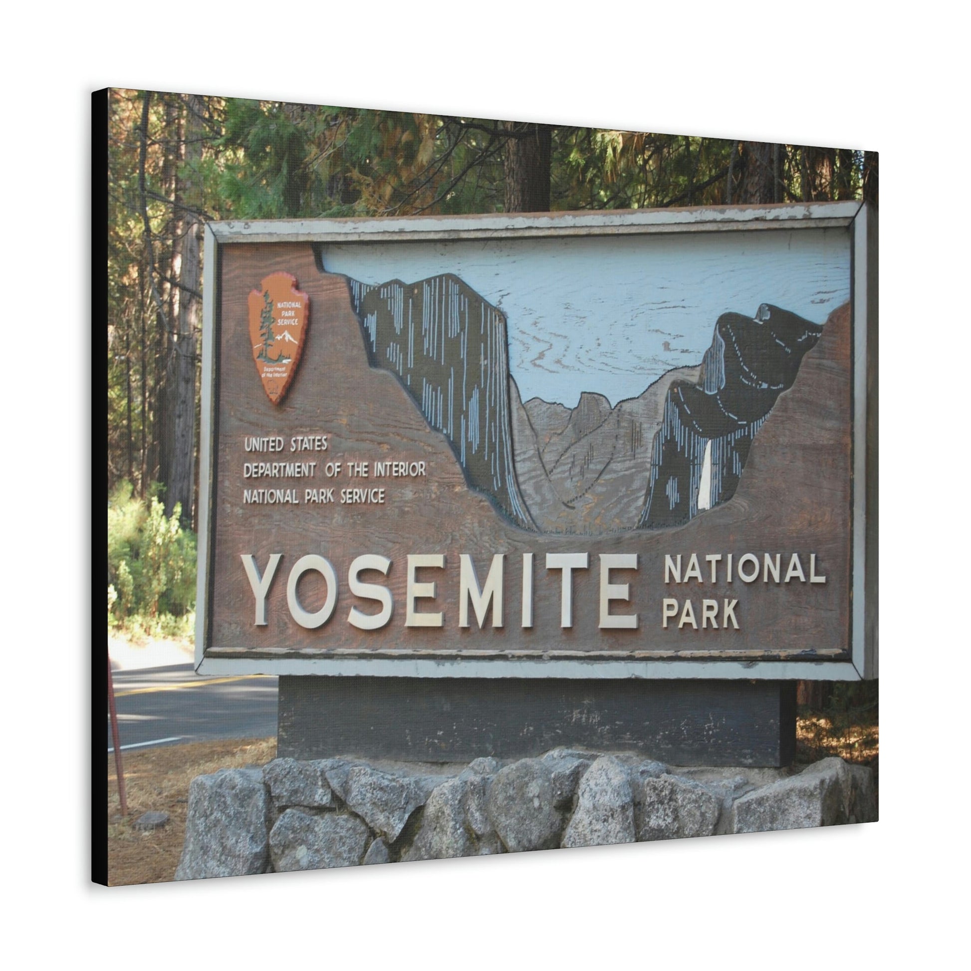 Canvas Gallery Wraps - The US National Parks - Yosemite Park sign - California - USA NPS - Green Forest Home