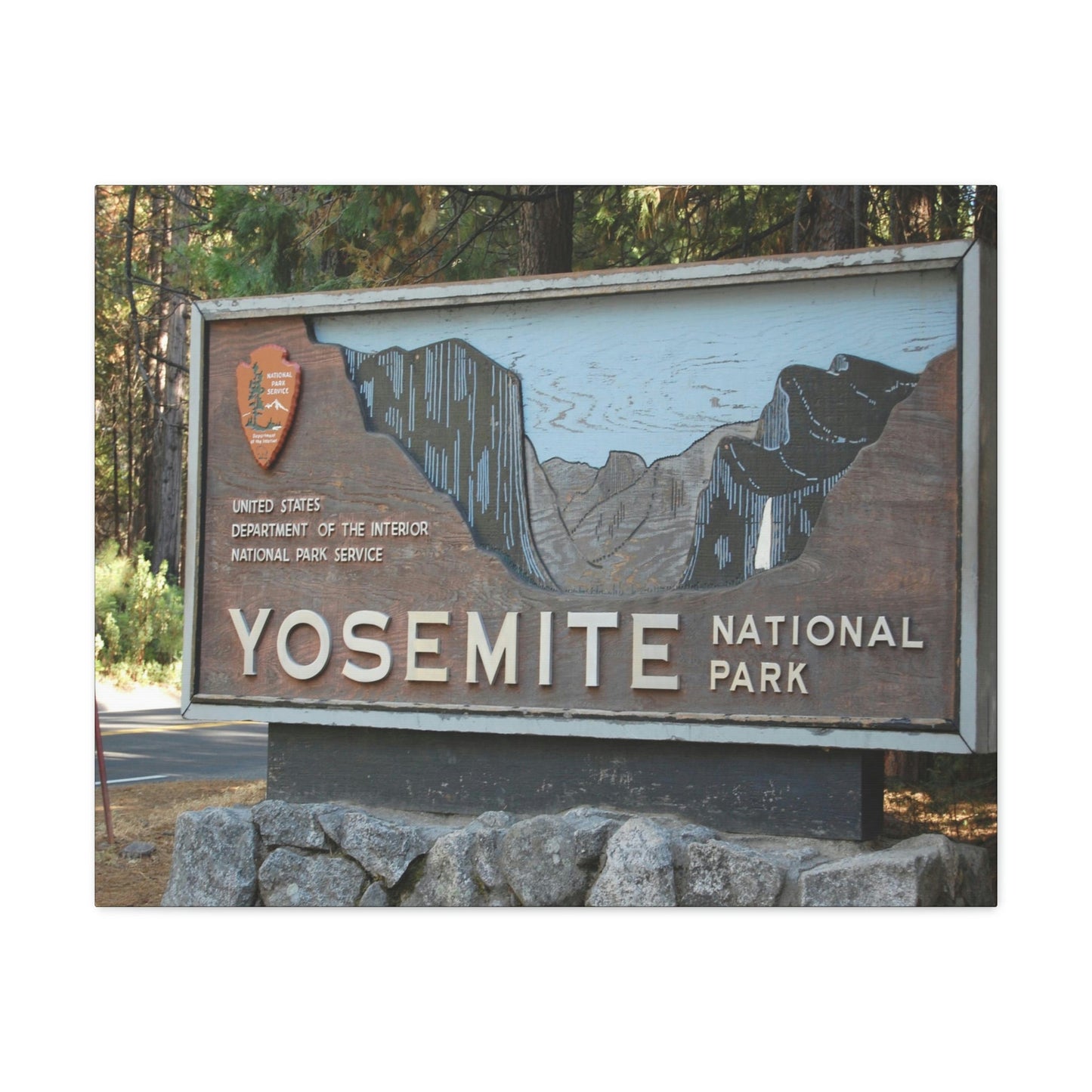 Canvas Gallery Wraps - The US National Parks - Yosemite Park sign - California - USA NPS - Green Forest Home