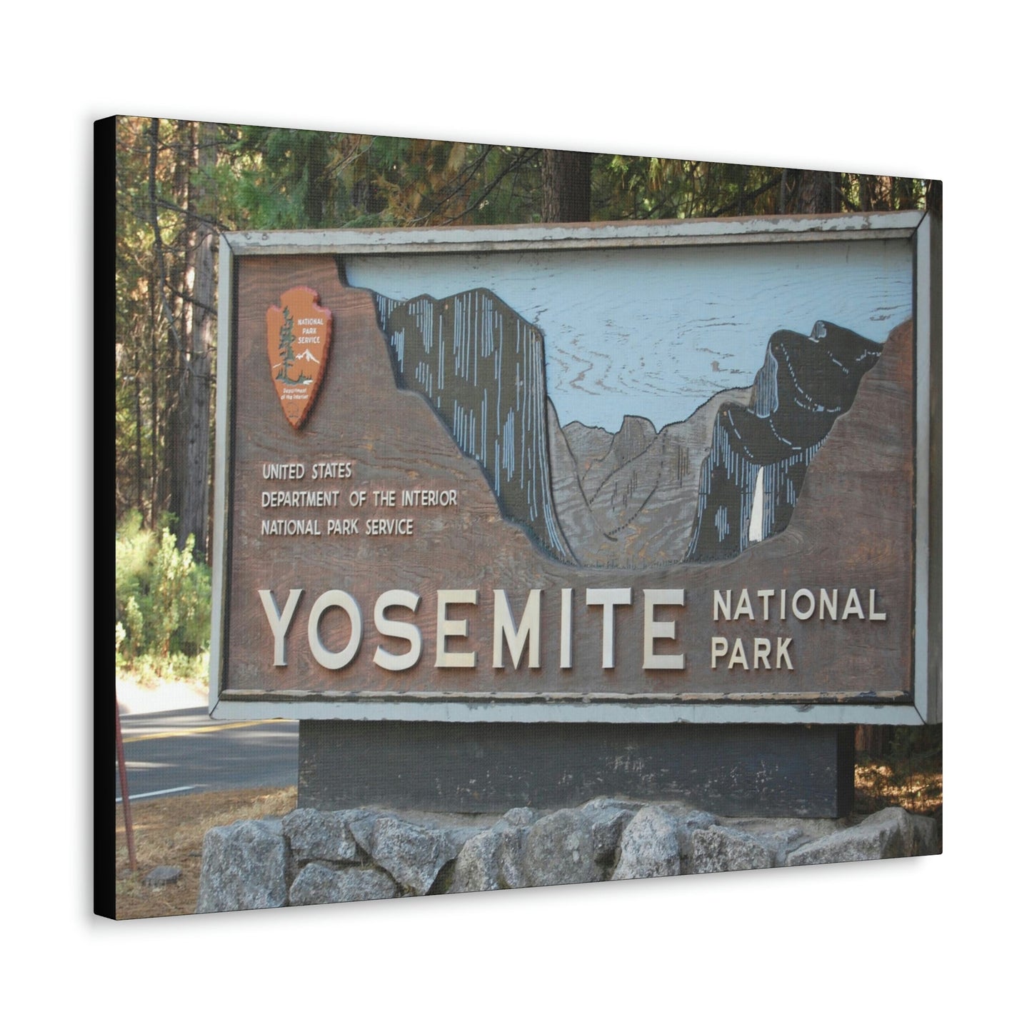 Canvas Gallery Wraps - The US National Parks - Yosemite Park sign - California - USA NPS - Green Forest Home