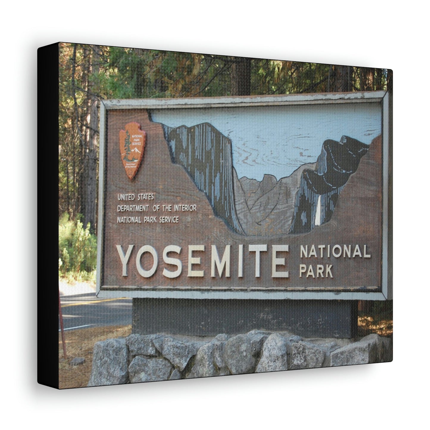 Canvas Gallery Wraps - The US National Parks - Yosemite Park sign - California - USA NPS - Green Forest Home