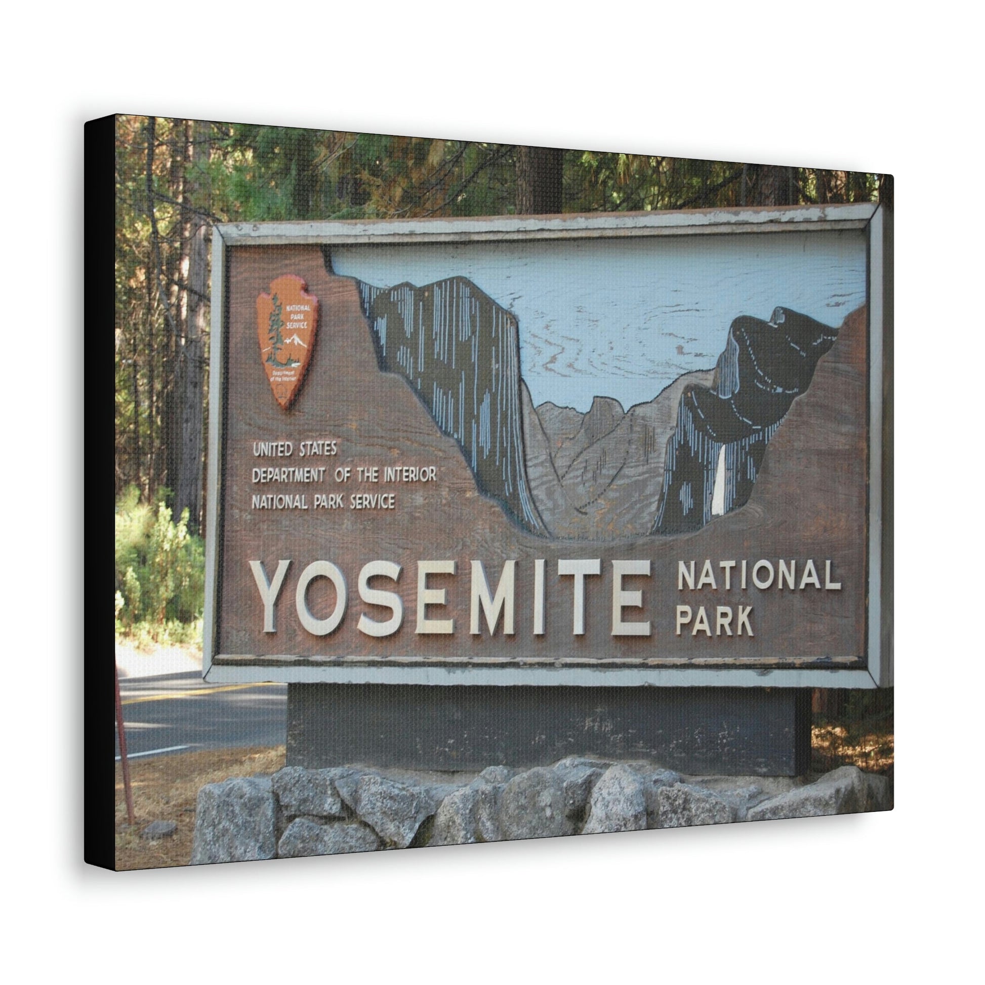 Canvas Gallery Wraps - The US National Parks - Yosemite Park sign - California - USA NPS - Green Forest Home