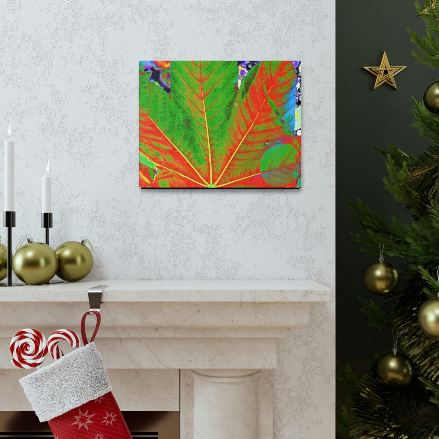 Canvas Gallery Wraps - USA MADE 👨‍👩‍👧‍👧 Unique images of Yagrumo Tree & leafs from El Yunque rainforest PR - Alien 👽 Vision - Green Forest Home
