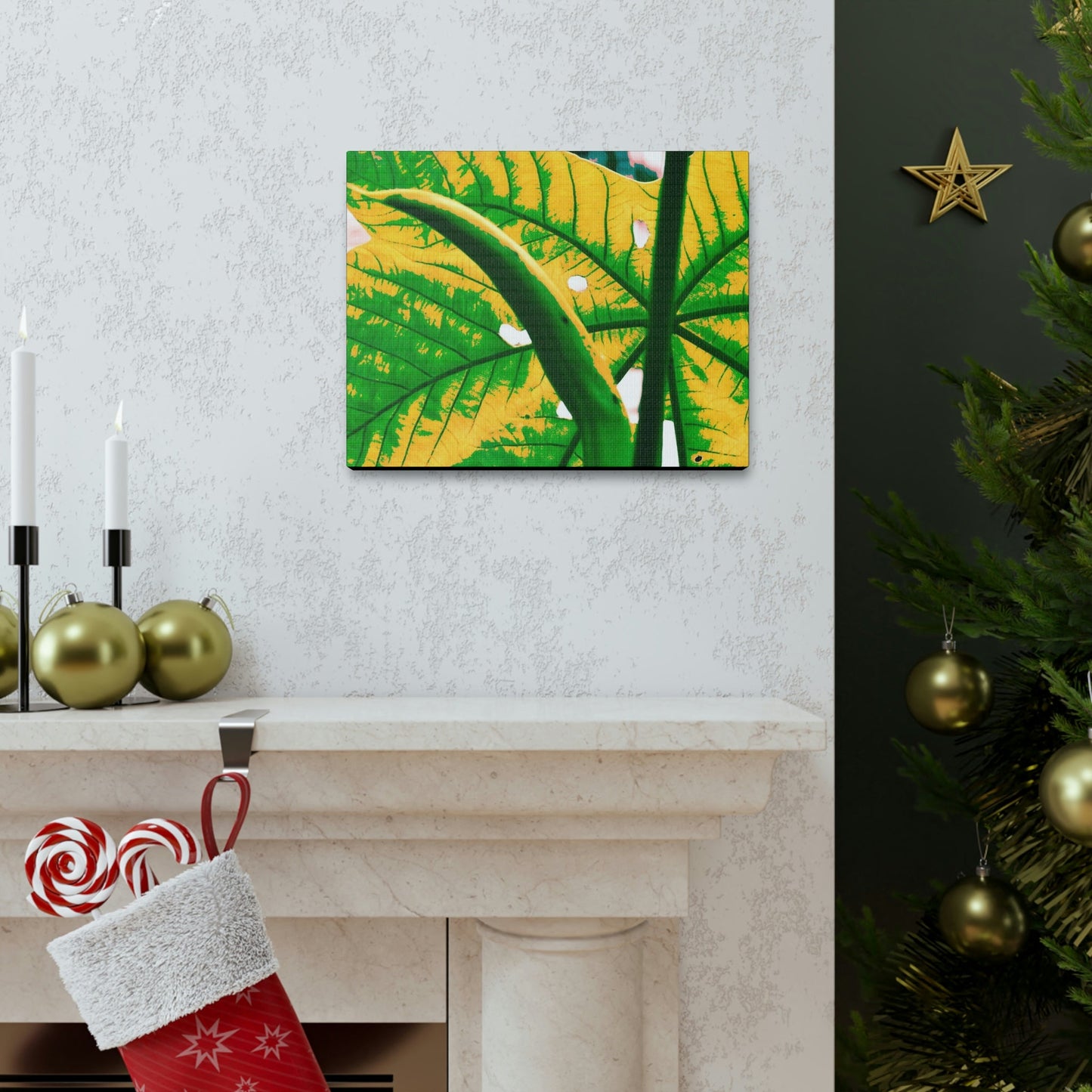 Canvas Gallery Wraps - USA MADE 👨‍👩‍👧‍👧 Unique images of Yagrumo Tree & leafs from El Yunque rainforest PR - Alien 👽 Vision - Green Forest Home