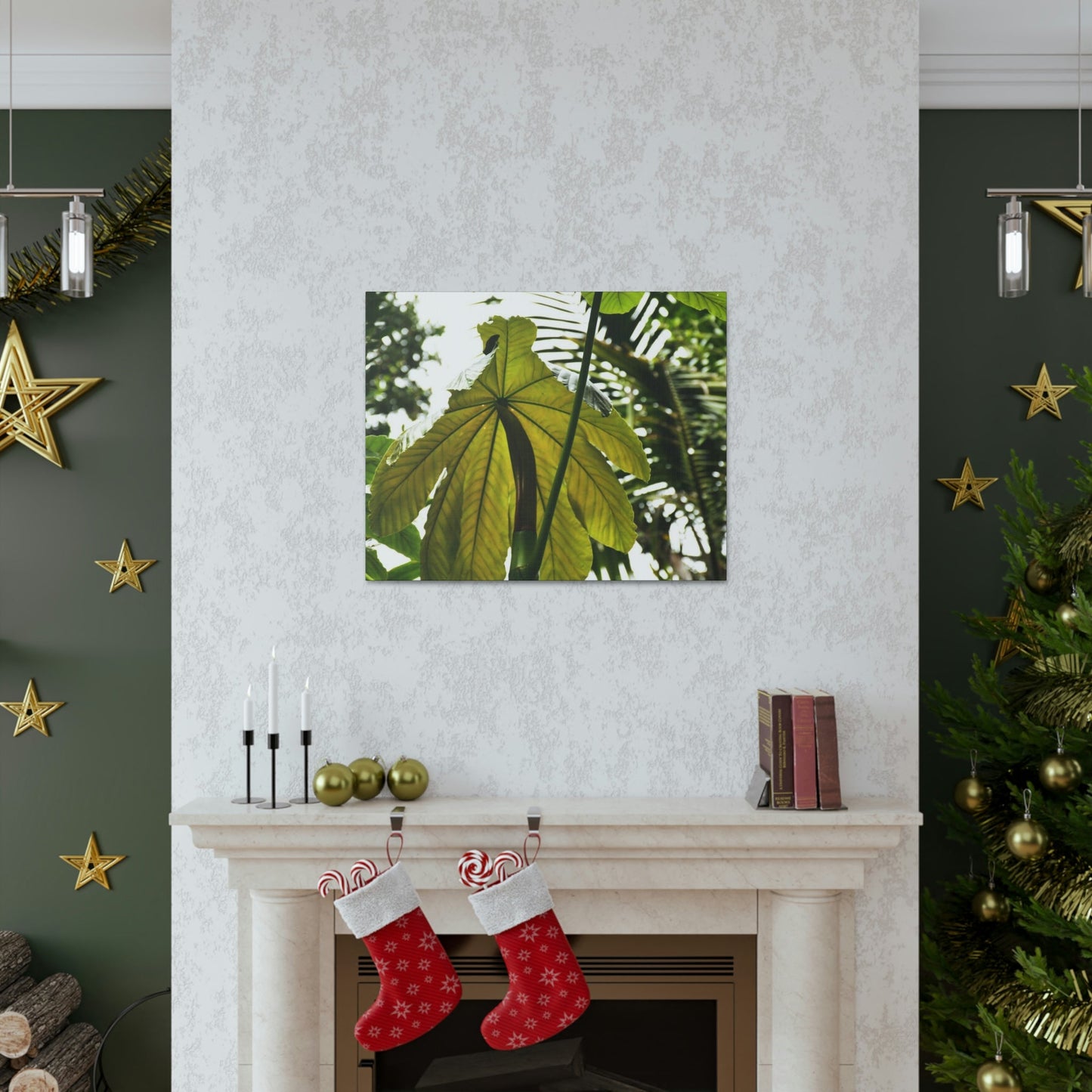 Canvas Gallery Wraps - USA MADE 👨‍👩‍👧‍👧 Unique images of Yagrumo Tree & leafs from El Yunque rainforest PR - Human 👩‍🦰 Vision - Green Forest Home