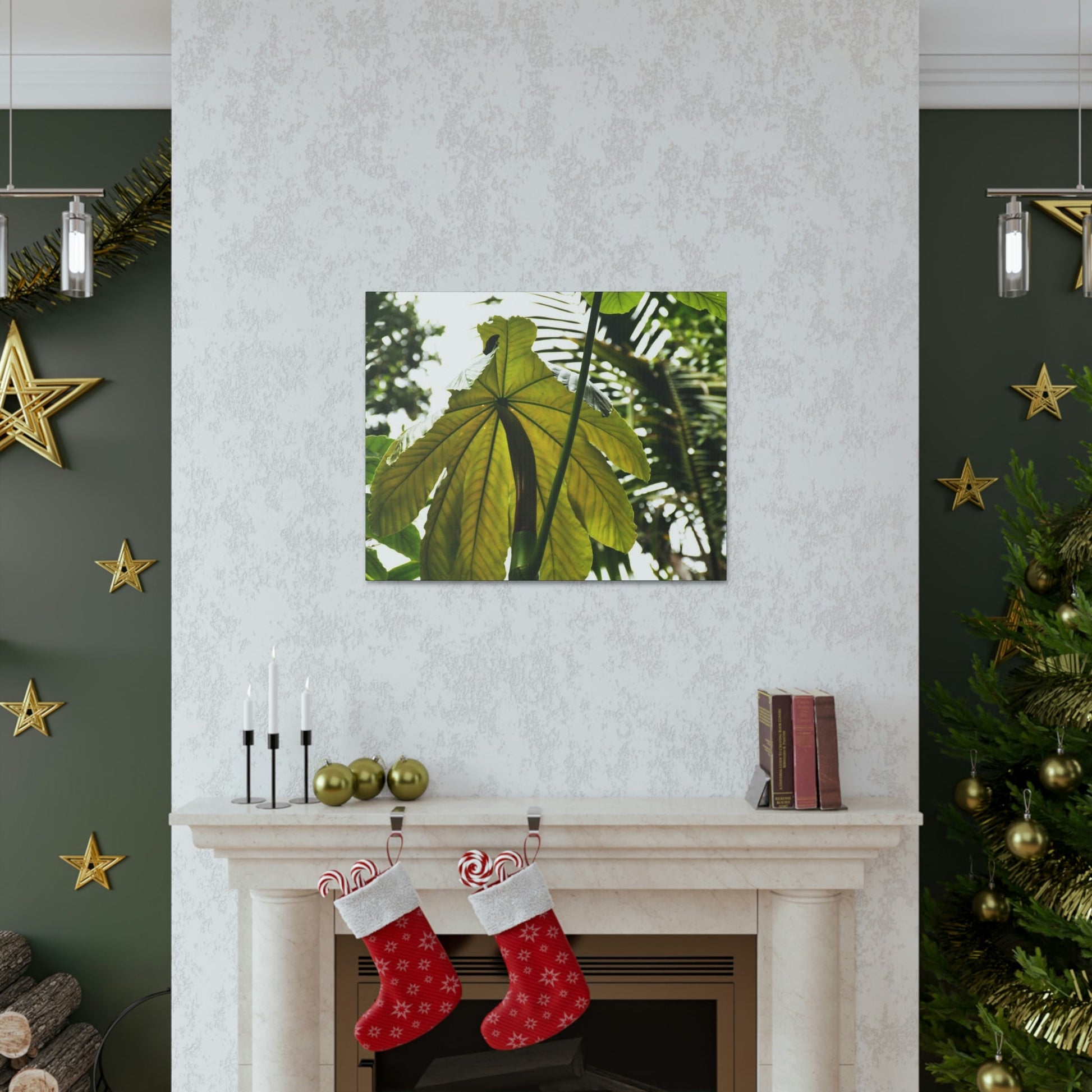 Canvas Gallery Wraps - USA MADE 👨‍👩‍👧‍👧 Unique images of Yagrumo Tree & leafs from El Yunque rainforest PR - Human 👩‍🦰 Vision - Green Forest Home