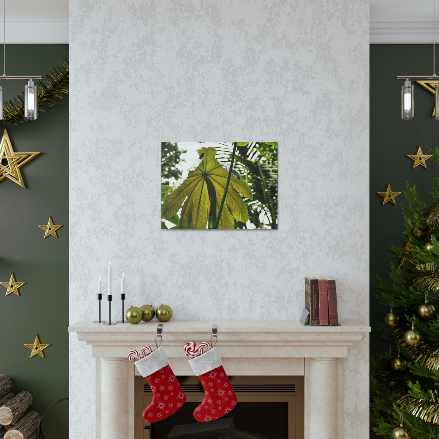 Canvas Gallery Wraps - USA MADE 👨‍👩‍👧‍👧 Unique images of Yagrumo Tree & leafs from El Yunque rainforest PR - Human 👩‍🦰 Vision - Green Forest Home