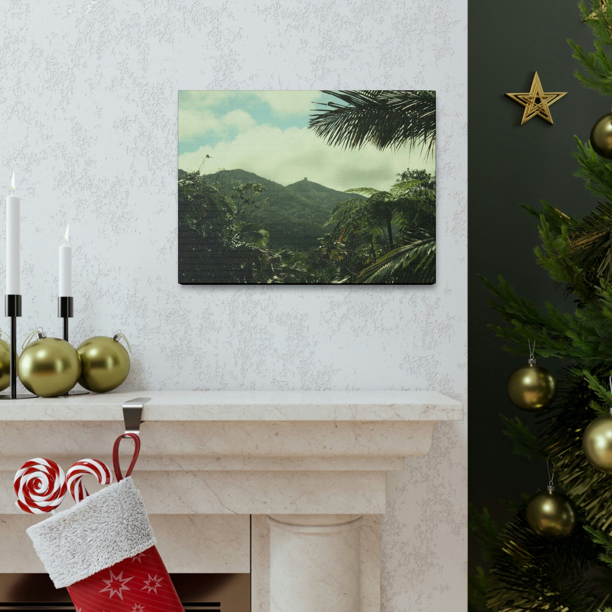 Canvas Gallery Wraps - View of East peak from lost park PR 191 road - entrance of Tradewinds trail before Maria - 2013 - Green Forest Home