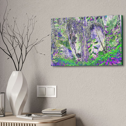 Canvas Stretched - Forest@Home - El Yunque - Amazing Sierra Palm grows in boulder with long roots comming down - Tradewinds - Green Forest Home