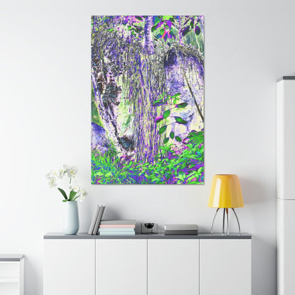 Canvas Stretched - Forest@Home - El Yunque - Amazing Sierra Palm grows in boulder with long roots comming down - Tradewinds - Green Forest Home