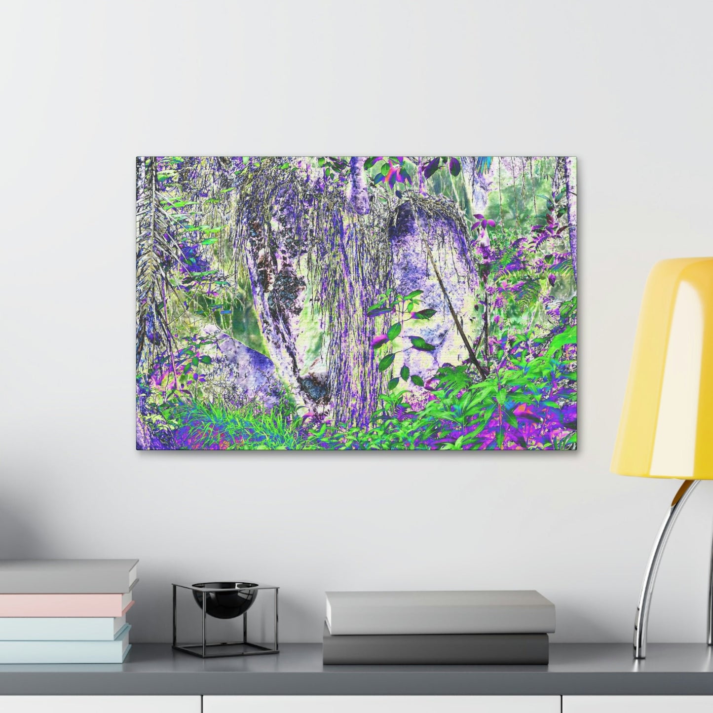 Canvas Stretched - Forest@Home - El Yunque - Amazing Sierra Palm grows in boulder with long roots comming down - Tradewinds - Green Forest Home