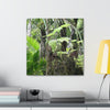 Canvas Stretched - Forest@Home - El Yunque - Amazing survival - a Yagrumo tree sprouts grows inside a broken Fern Palm trunk - Green Forest Home