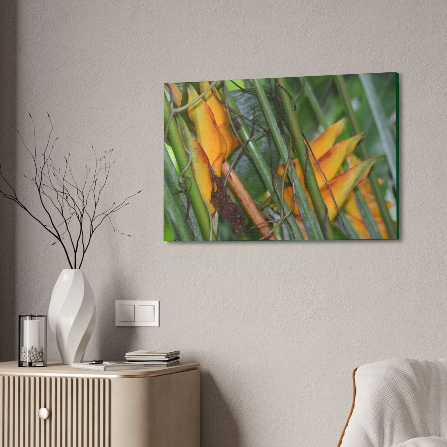 Canvas Stretched - Forest@Home - El Yunque - Heliconia flowers (non native to EYNF) in PR 191 closed - Green Forest Home