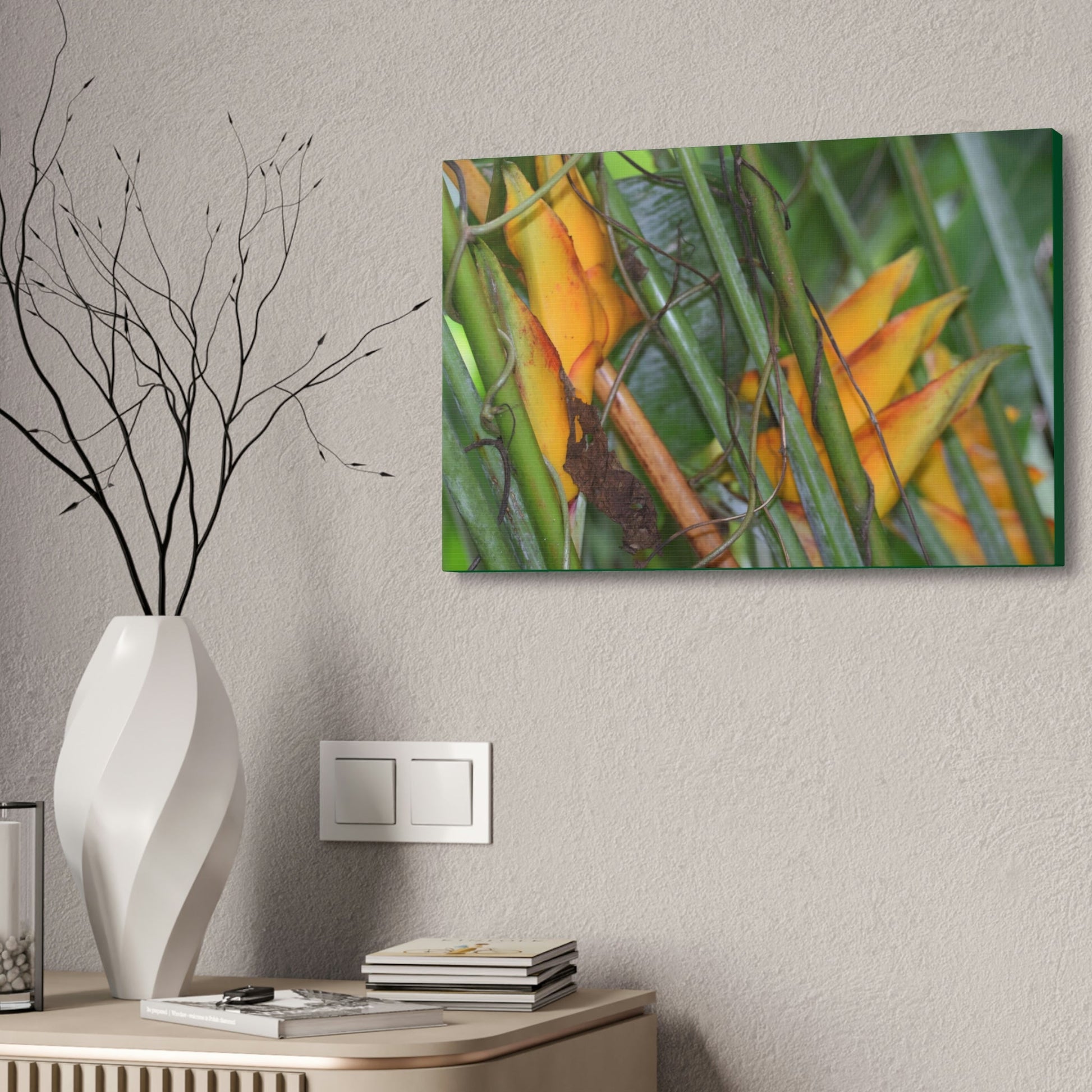 Canvas Stretched - Forest@Home - El Yunque - Heliconia flowers (non native to EYNF) in PR 191 closed - Green Forest Home
