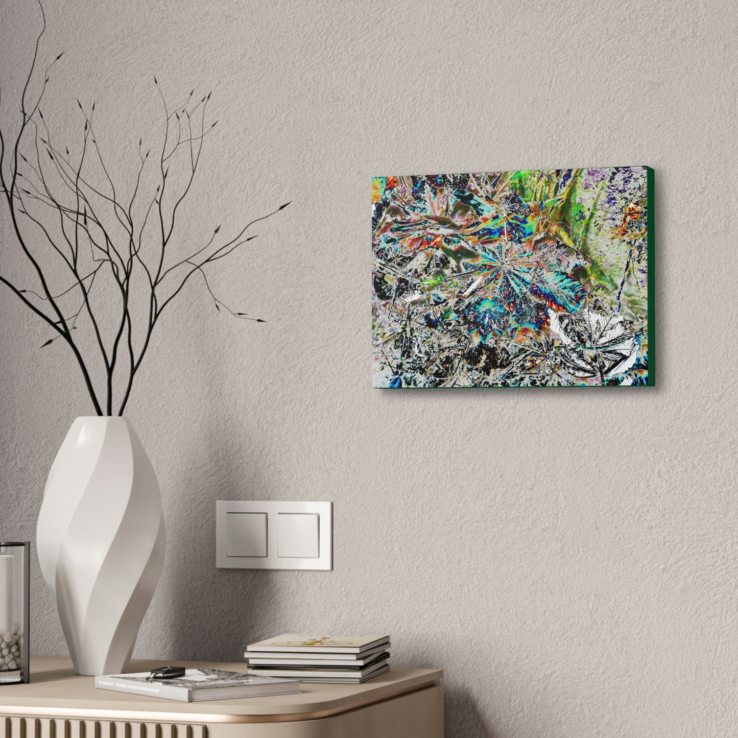 Canvas Stretched - Forest@Home - El Yunque - Modified color curve of fallen Yagrumo leaves - a color madness - Tradewinds trail - Green Forest Home