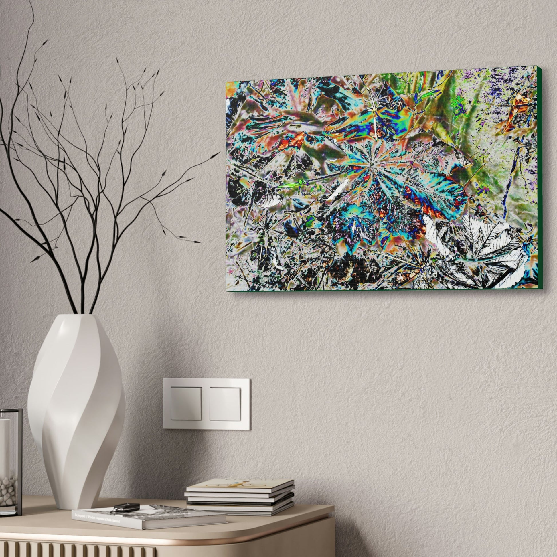 Canvas Stretched - Forest@Home - El Yunque - Modified color curve of fallen Yagrumo leaves - a color madness - Tradewinds trail - Green Forest Home