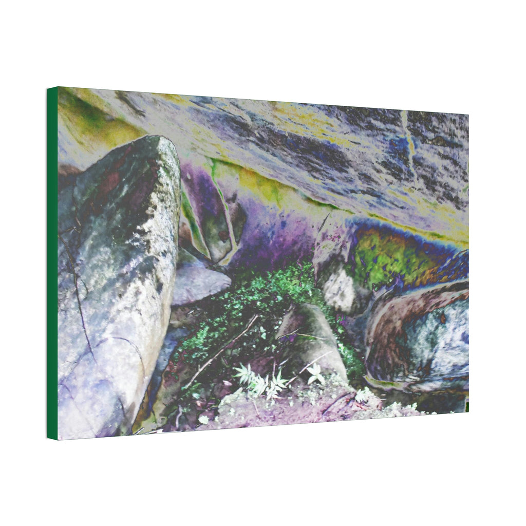 Canvas Stretched - Forest@Home - El Yunque - Modified color curve of water drainage boulders, after Maria some sunlight gets here Tradewinds - Green Forest Home