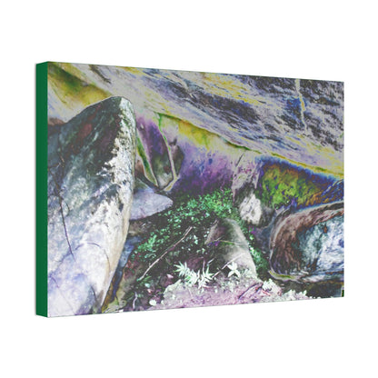 Canvas Stretched - Forest@Home - El Yunque - Modified color curve of water drainage boulders, after Maria some sunlight gets here Tradewinds - Green Forest Home