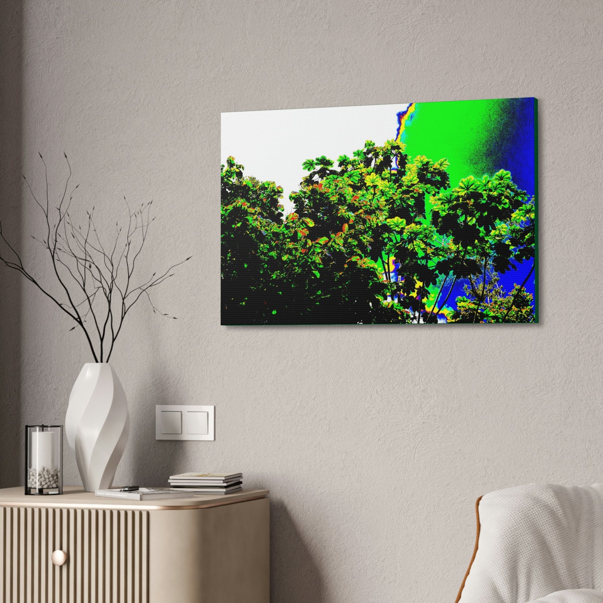 Canvas Stretched - Forest@Home - El Yunque National Forest - Recovering from Hurricane Maria - a Yagrumo tree grows after the storm - Green Forest Home