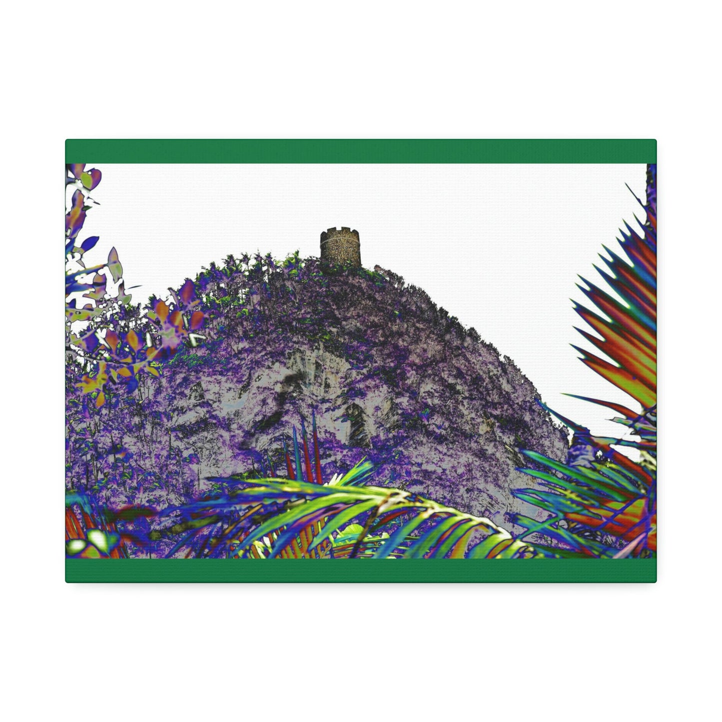 Canvas Stretched - Forest@Home - El Yunque National Forest - Recovering from Hurricane Maria - Mt Britton peak & tower - color modified - Green Forest Home