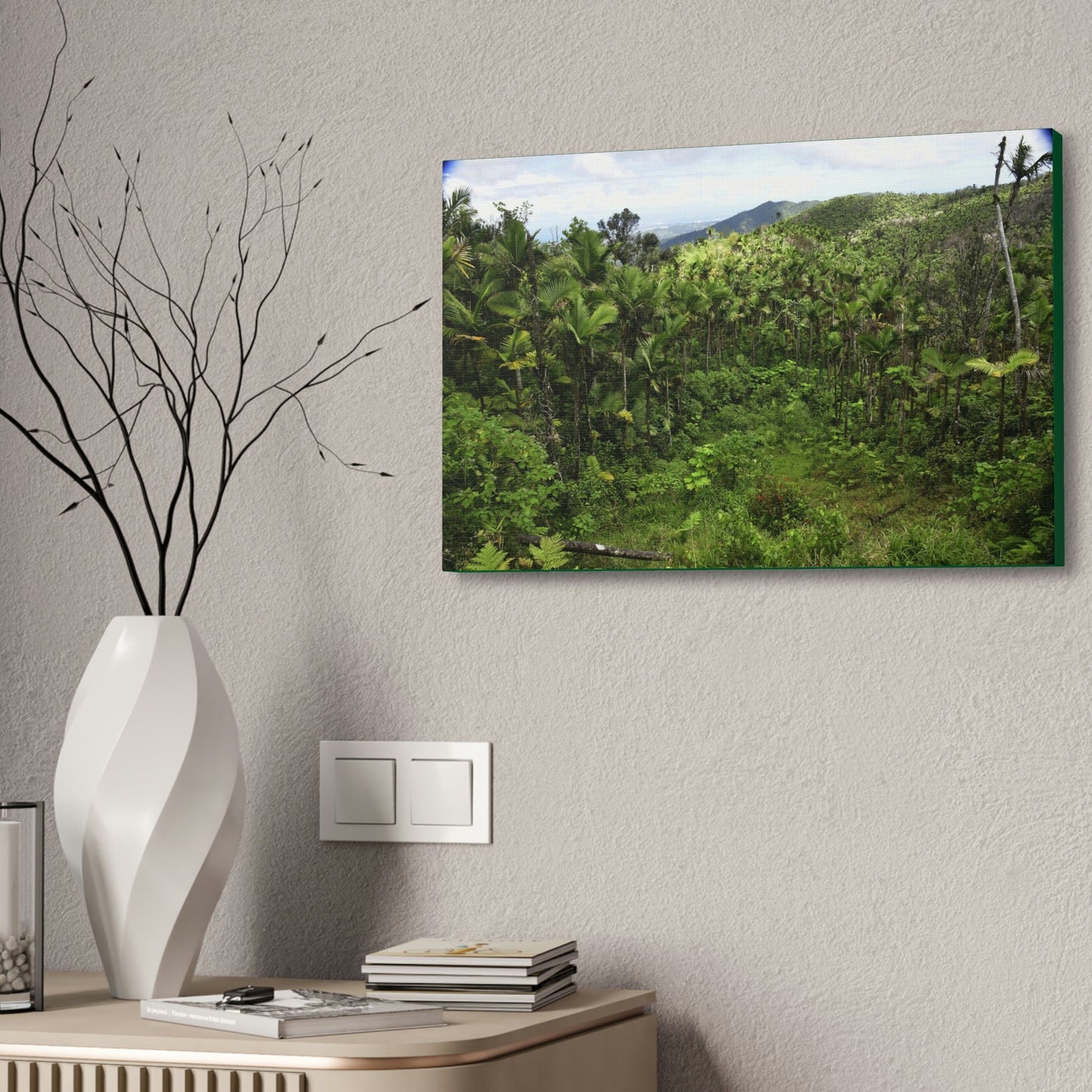 Canvas Stretched - Forest@Home - El Yunque National Forest - Recovering from Hurricane Maria - Old landslide next to side road - Green Forest Home