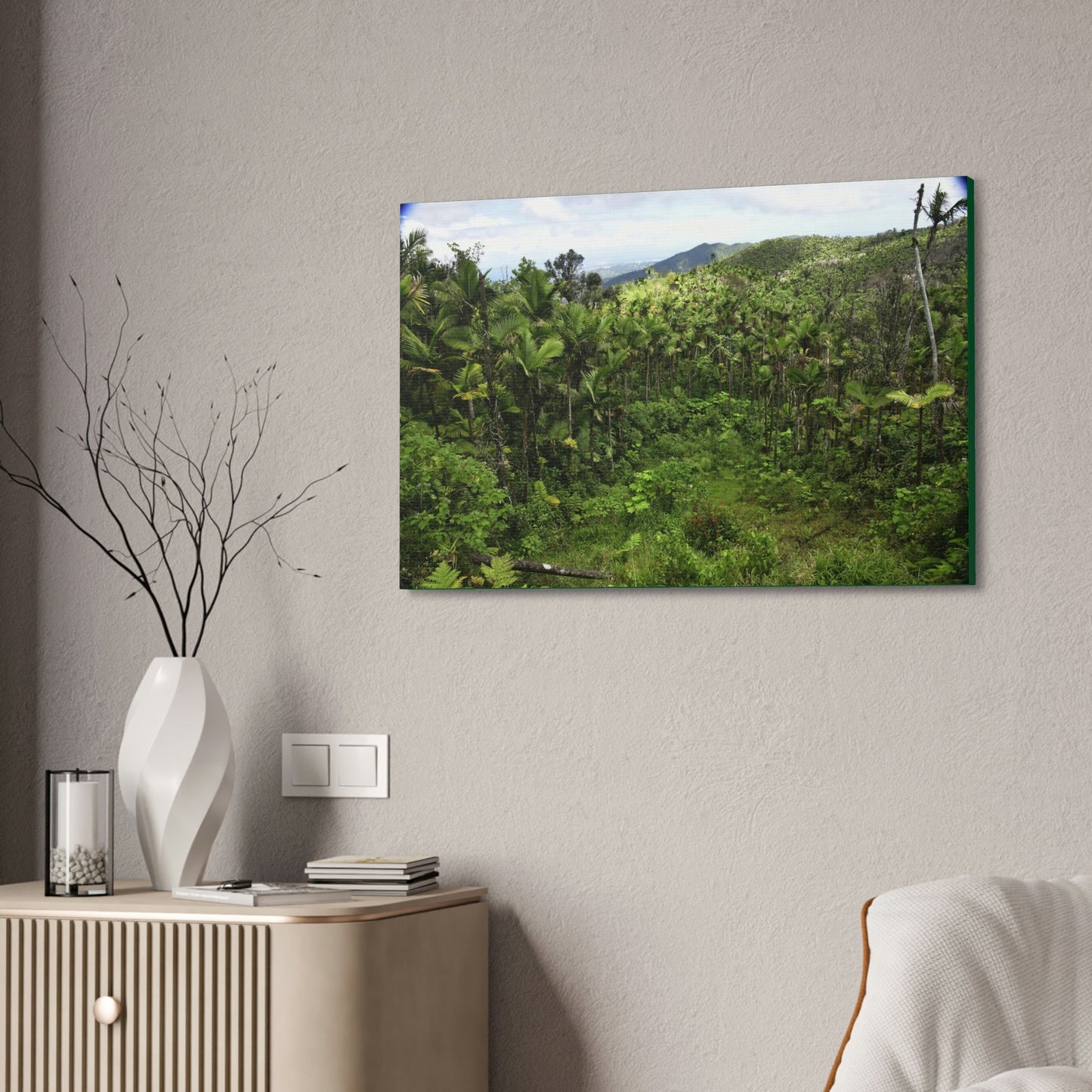 Canvas Stretched - Forest@Home - El Yunque National Forest - Recovering from Hurricane Maria - Old landslide next to side road - Green Forest Home