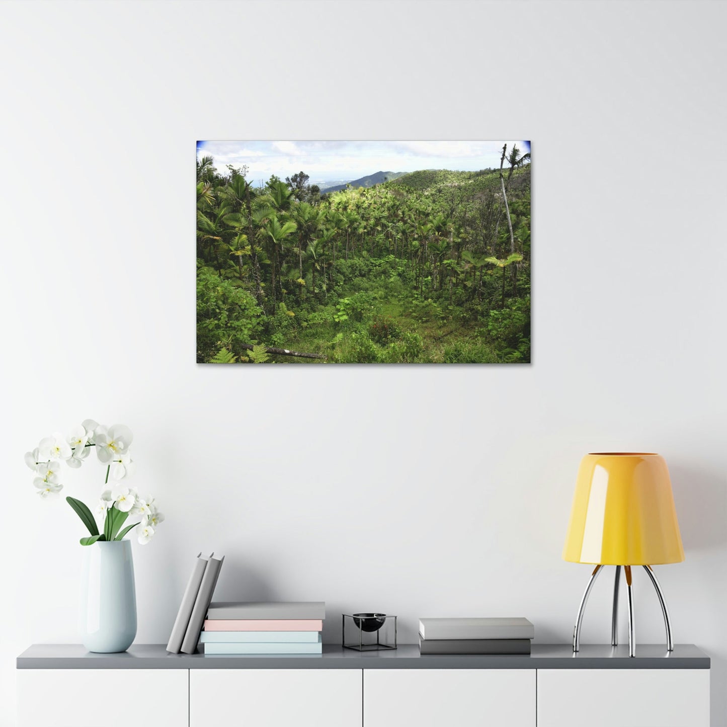 Canvas Stretched - Forest@Home - El Yunque National Forest - Recovering from Hurricane Maria - Old landslide next to side road - Green Forest Home