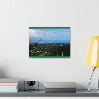 Canvas Stretched - Forest@Home - El Yunque National Forest - Recovering from Hurricane Maria - Sea view from PR 191 and decimated forest - Green Forest Home