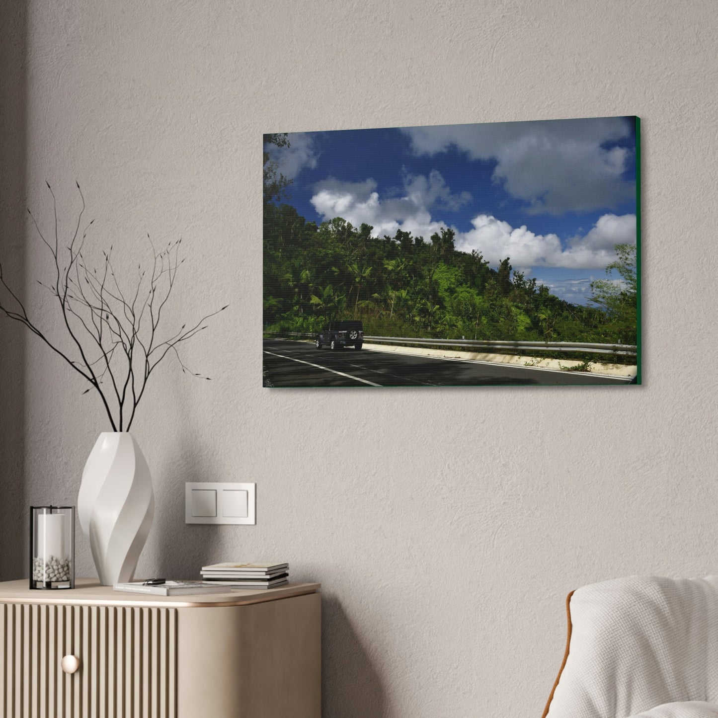 Canvas Stretched - Forest@Home - El Yunque National Forest Recovering from Hurricane Maria - Visitors enjoy the views of PR 191 road - Green Forest Home