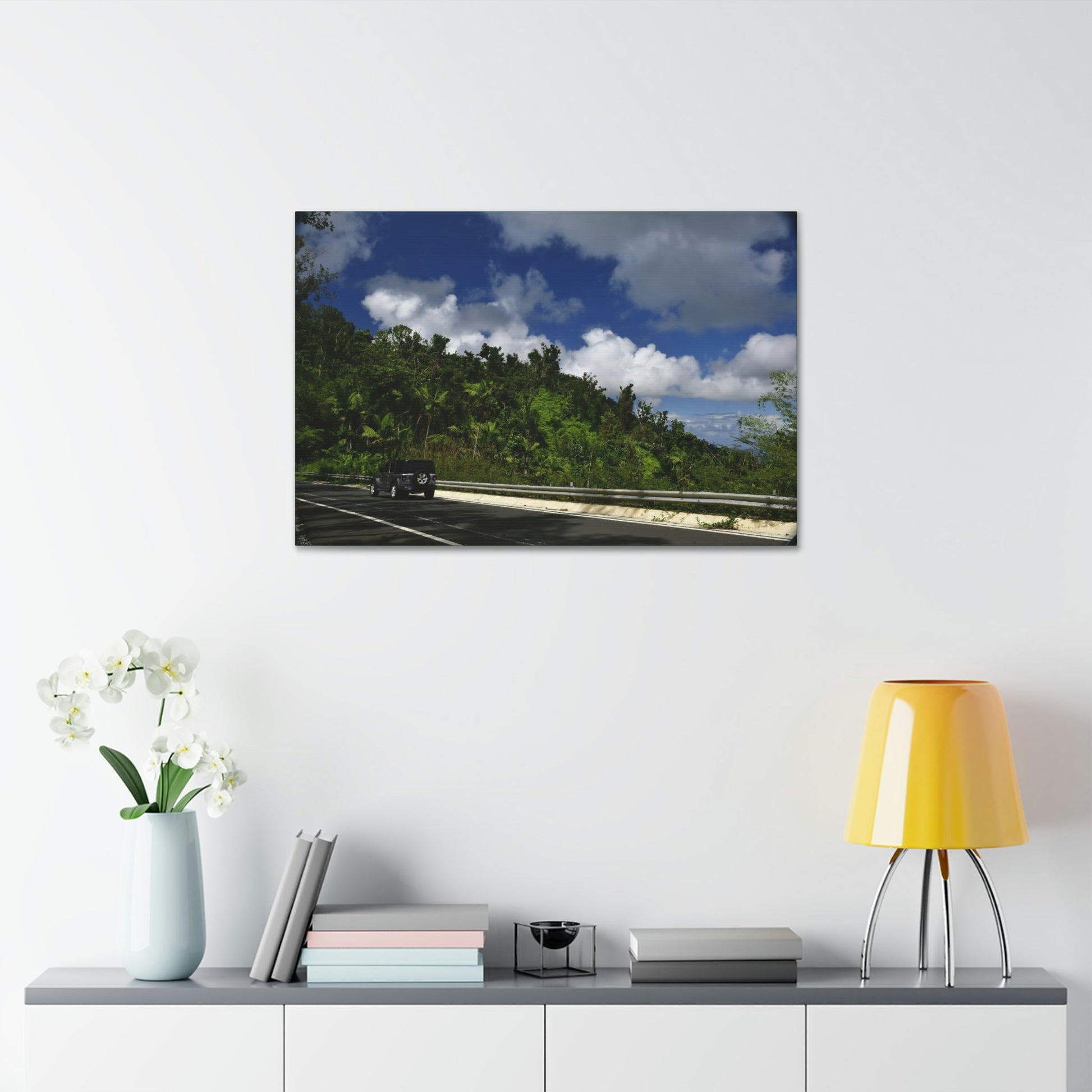 Canvas Stretched - Forest@Home - El Yunque National Forest Recovering from Hurricane Maria - Visitors enjoy the views of PR 191 road - Green Forest Home