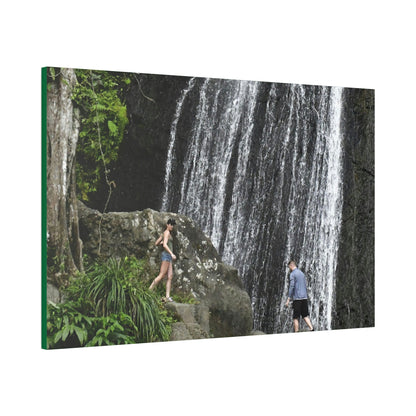 Canvas Stretched - Forest@Home - El Yunque National Forest Recovering from Hurricane Maria - Visitors gets up close to La Coca fall - Green Forest Home