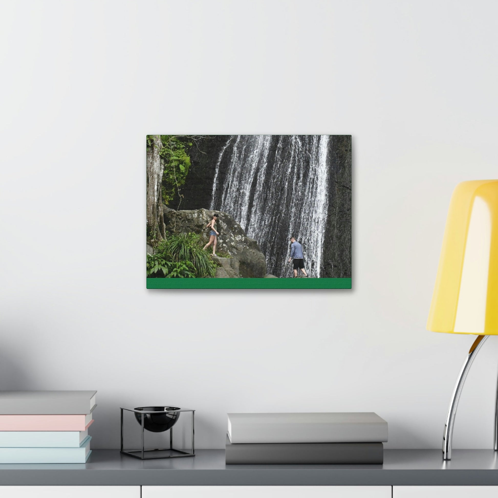 Canvas Stretched - Forest@Home - El Yunque National Forest Recovering from Hurricane Maria - Visitors gets up close to La Coca fall - Green Forest Home