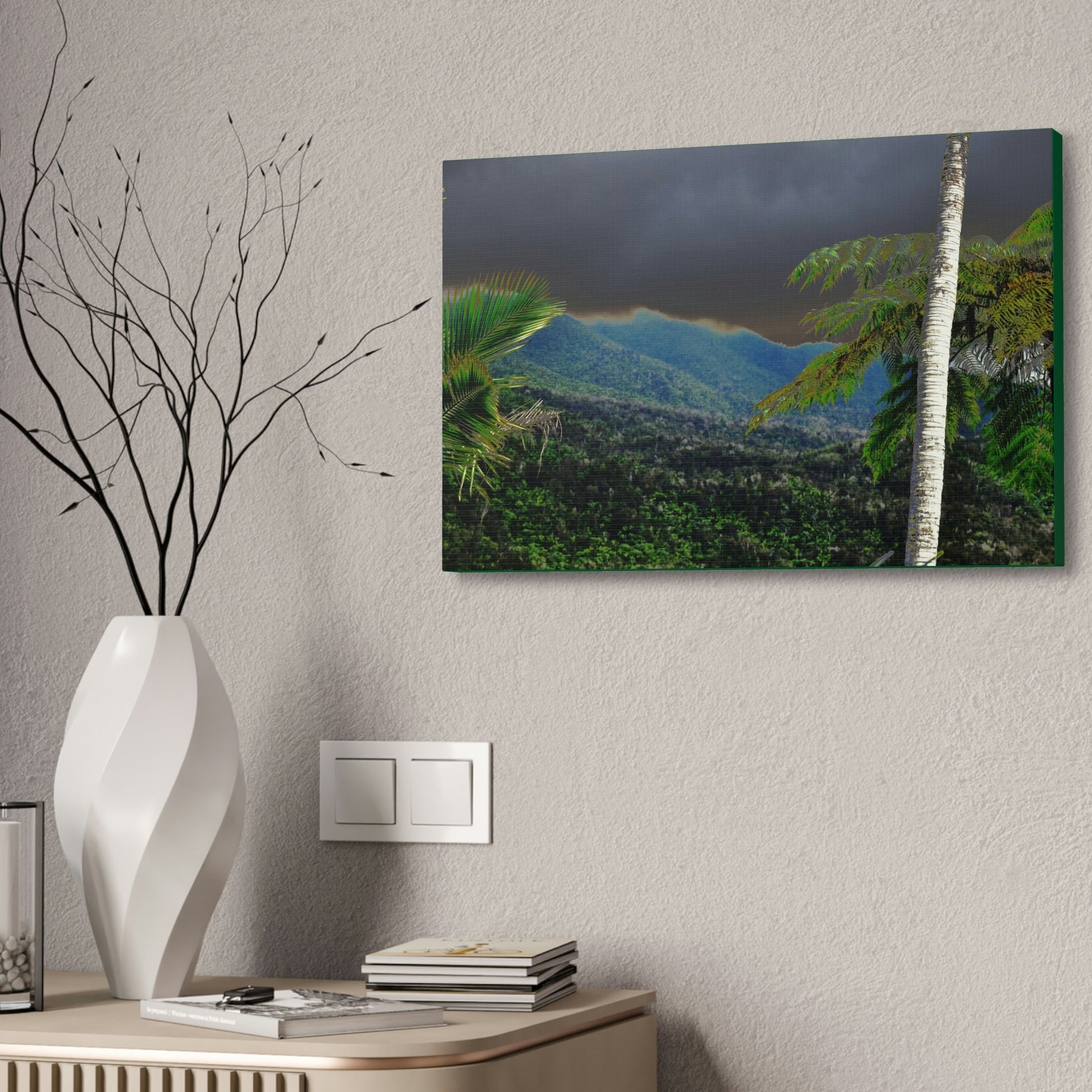 Canvas Stretched - Forest@Home - El Yunque - Recovering from Hurricane Maria - Broad view of the East peak from closed PR 191 - Green Forest Home