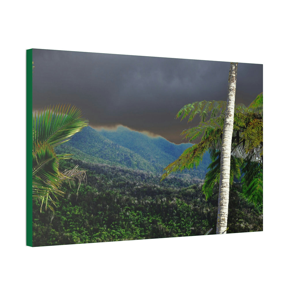 Canvas Stretched - Forest@Home - El Yunque - Recovering from Hurricane Maria - Broad view of the East peak from closed PR 191 - Green Forest Home