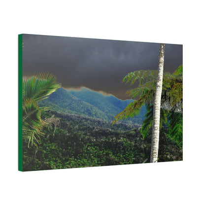 Canvas Stretched - Forest@Home - El Yunque - Recovering from Hurricane Maria - Broad view of the East peak from closed PR 191 - Green Forest Home