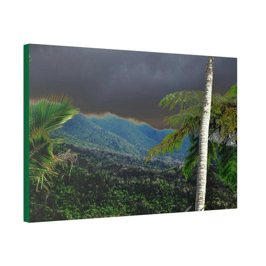 Canvas Stretched - Forest@Home - El Yunque - Recovering from Hurricane Maria - Broad view of the East peak from closed PR 191 - Green Forest Home
