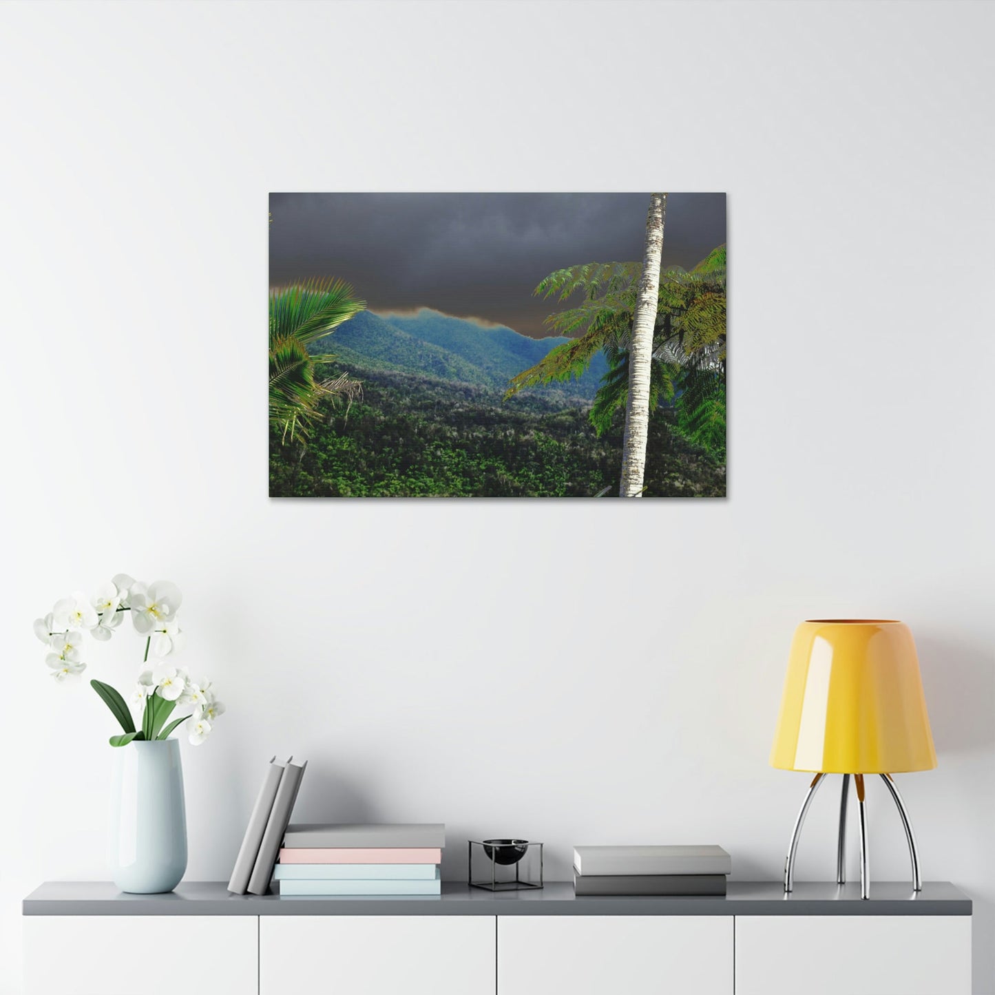 Canvas Stretched - Forest@Home - El Yunque - Recovering from Hurricane Maria - Broad view of the East peak from closed PR 191 - Green Forest Home