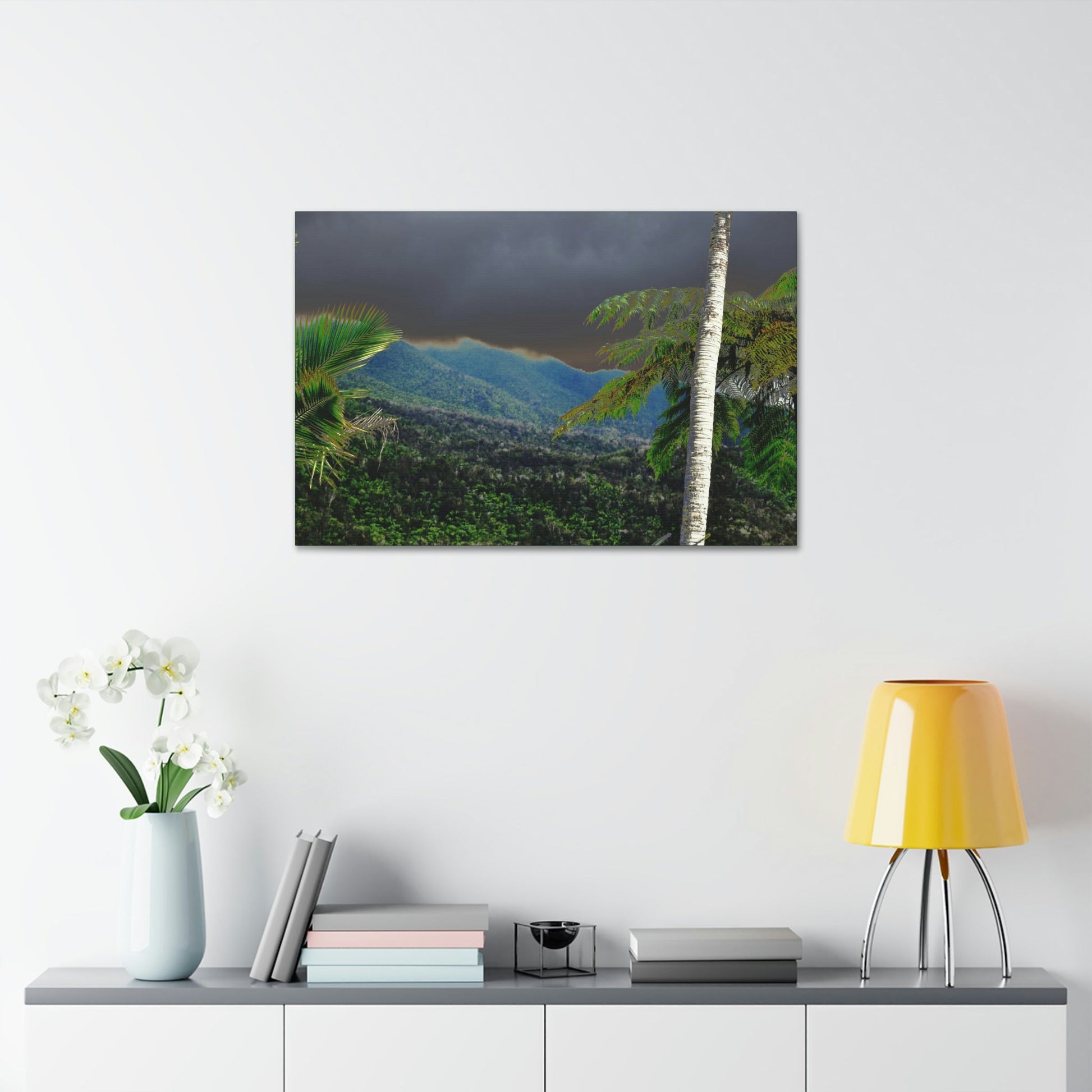 Canvas Stretched - Forest@Home - El Yunque - Recovering from Hurricane Maria - Broad view of the East peak from closed PR 191 - Green Forest Home