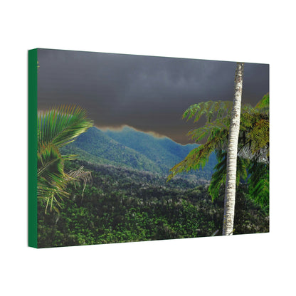 Canvas Stretched - Forest@Home - El Yunque - Recovering from Hurricane Maria - Broad view of the East peak from closed PR 191 - Green Forest Home