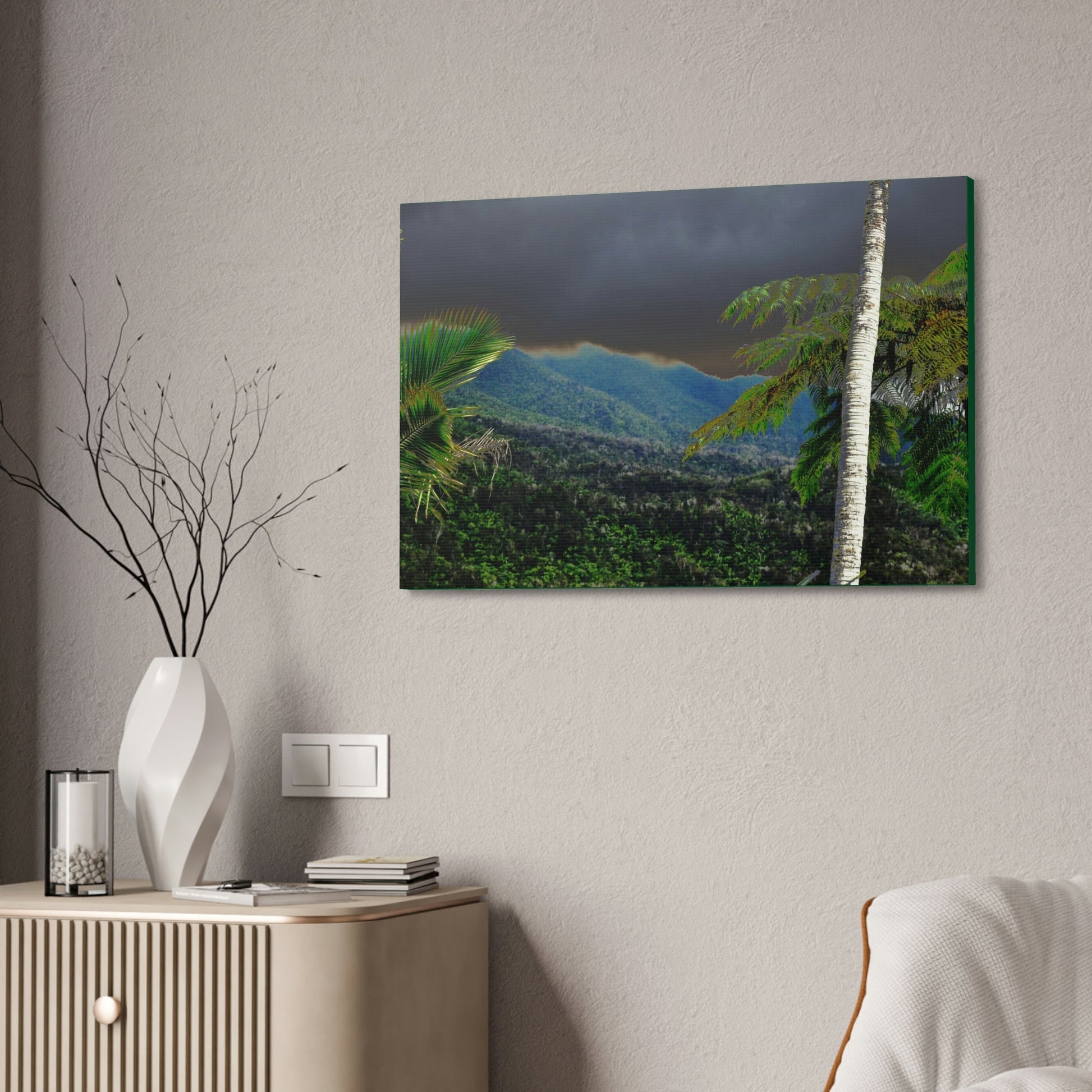 Canvas Stretched - Forest@Home - El Yunque - Recovering from Hurricane Maria - Broad view of the East peak from closed PR 191 - Green Forest Home